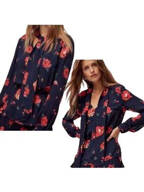 ARITZIA BABATON Lucas Blouse Long Sleeve Floral Flower Print Top L NWOT